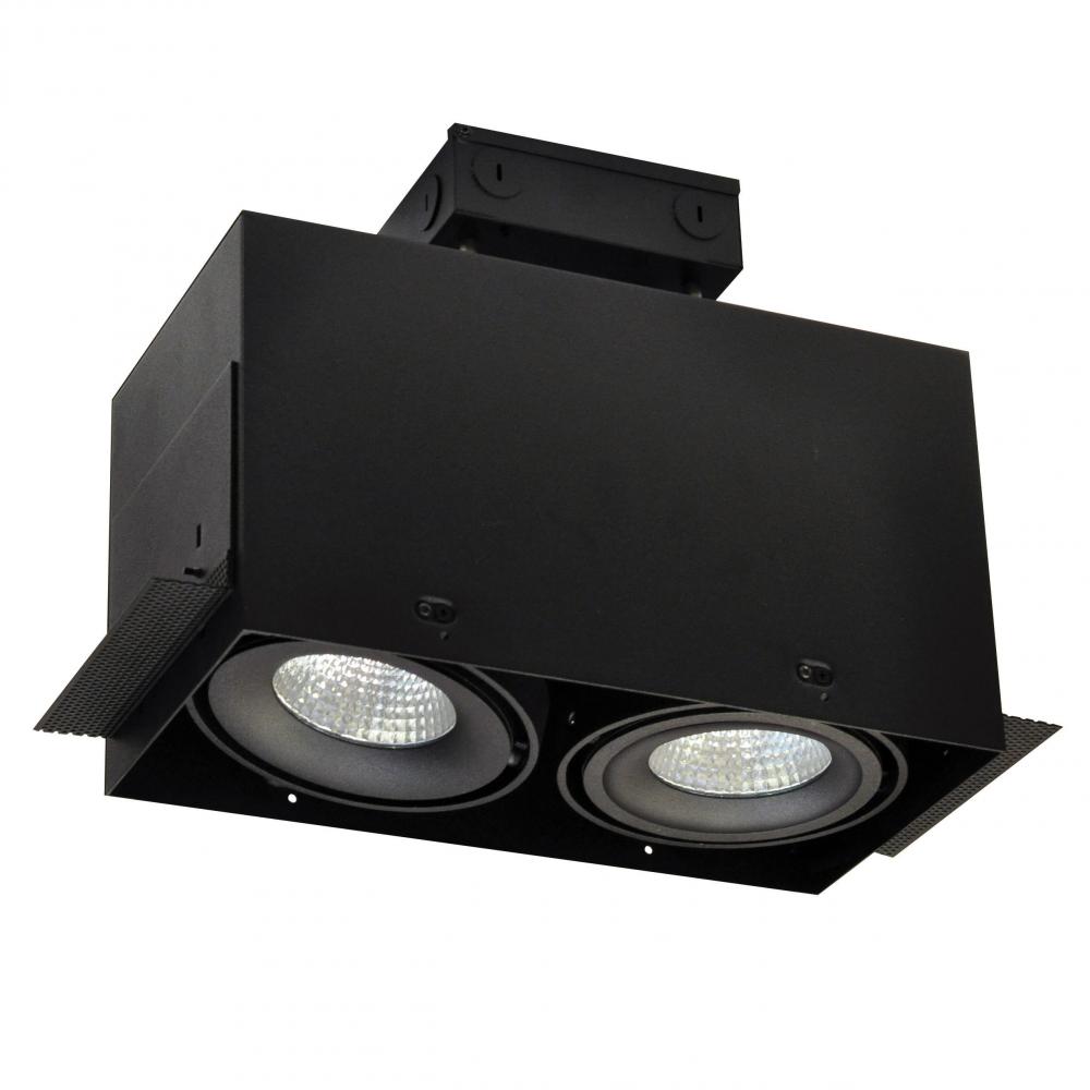 LED Trimless 2-Head MLS Housing, 30W / 2100lm per Head, 3000K, 16-Degrees Spot, Black, 120-277V