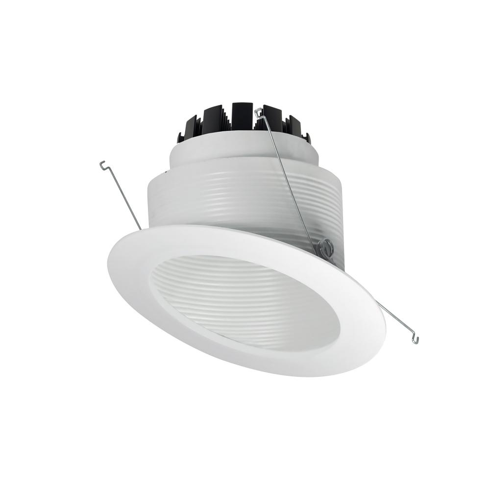 6" Marquise III Round Slope Baffle, 1200lm, 3000K, Narrow Flood Optic, White Baffle/White Flange