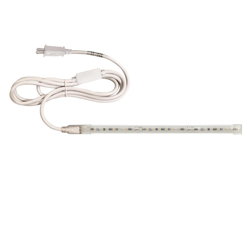Custom Cut 3-ft 120V Continuous LED Tape Light, 330lm / 3.6W per foot, 3000K, w/ Mounting Clips and