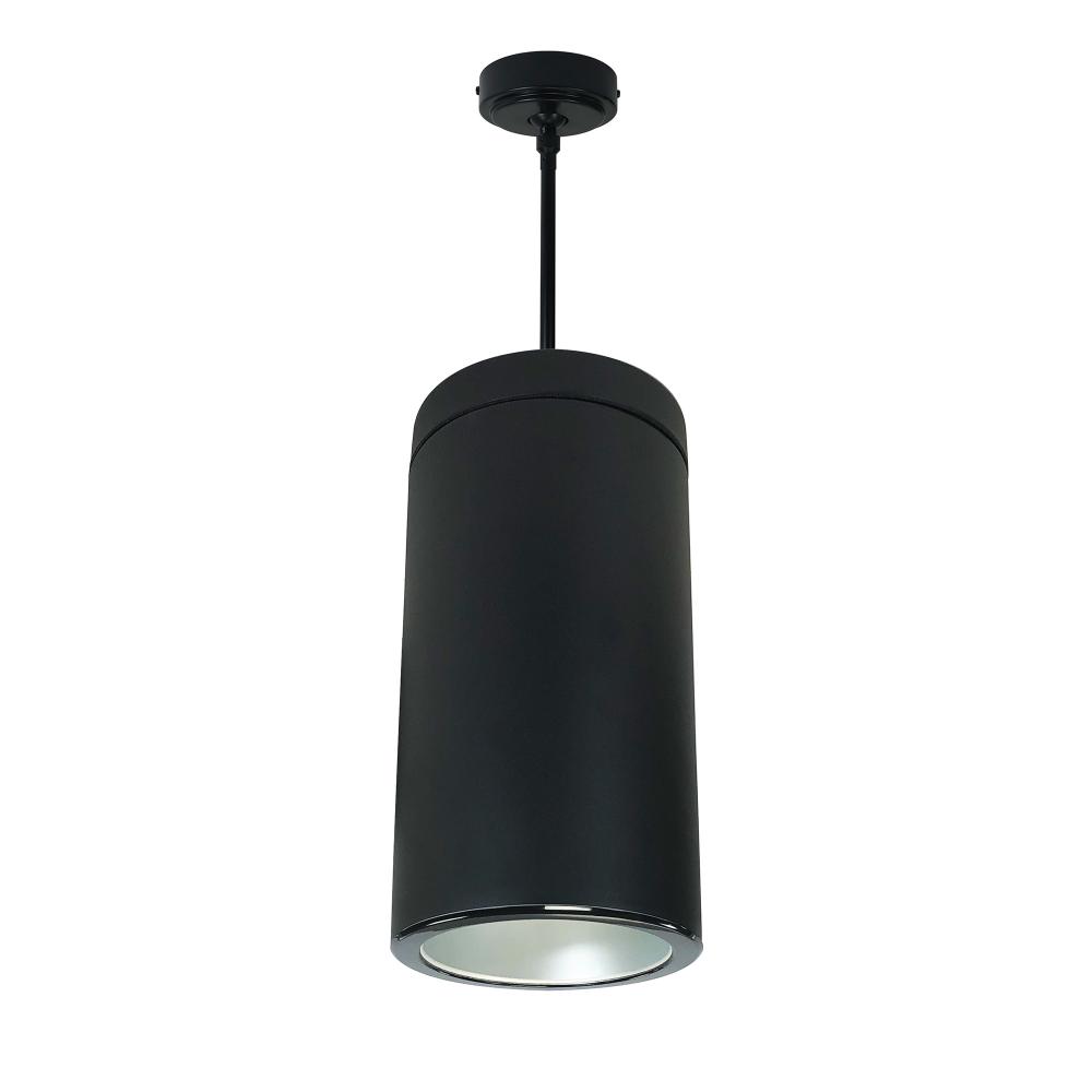 6" Sapphire III Pendant Mount Black Cylinder, Haze Reflector/Black Flange, 120-277; 0-10V