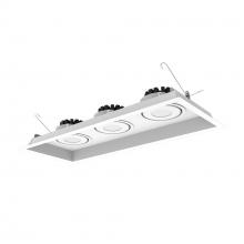 Nora NMRT3-3RL240FWW - Three-Head Flanged LED Multiple Lighting Trim, 1500lm per Head w/ Flood Optic, 4000K, Regressed