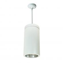 Nora NYLS3-6P1L427NP01DWW - 6" Sapphire III Pendant Mount White Cylinder, Diffused Clear Reflector/Matte Powder White