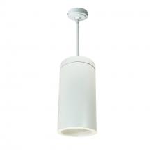 Nora NYLS3-6P1L230FP01WWW - 6" Sapphire III Pendant Mount White Cylinder, Matte Powder White Reflector/Matte Powder White