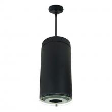 Nora NYLS3-6P8L330NP01BBB - 6" Sapphire III Pendant Mount Black Cylinder, Deco Glass Reflector, Black /Black Flange, 120V;