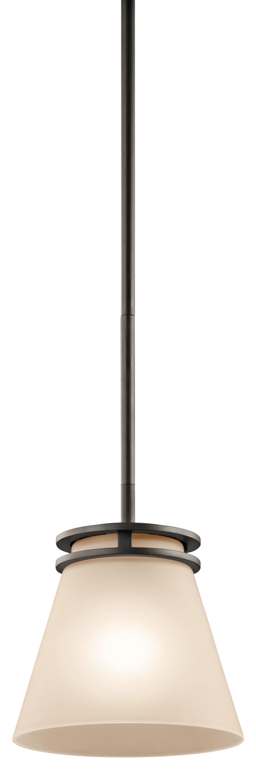 Hendrik 8.75" 1 Light Mini Pendant with Light Umber Etched Glass Olde Bronze