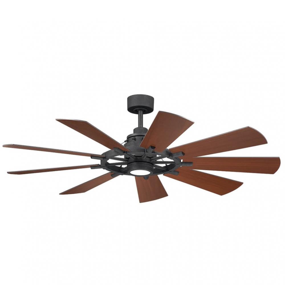 60" Gentry 9 Blade Indoor Ceiling Fan with Etched Cased Opal Glass