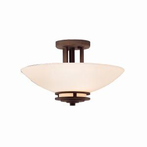 Hendrik 15" 2 Light Semi Flush with Light Umber Etched Glass Olde Bronze