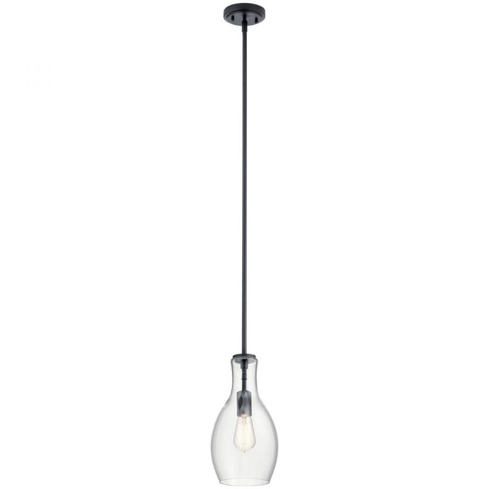 Everly 13.75" 1 Light Hour Glass Pendant Clear Black