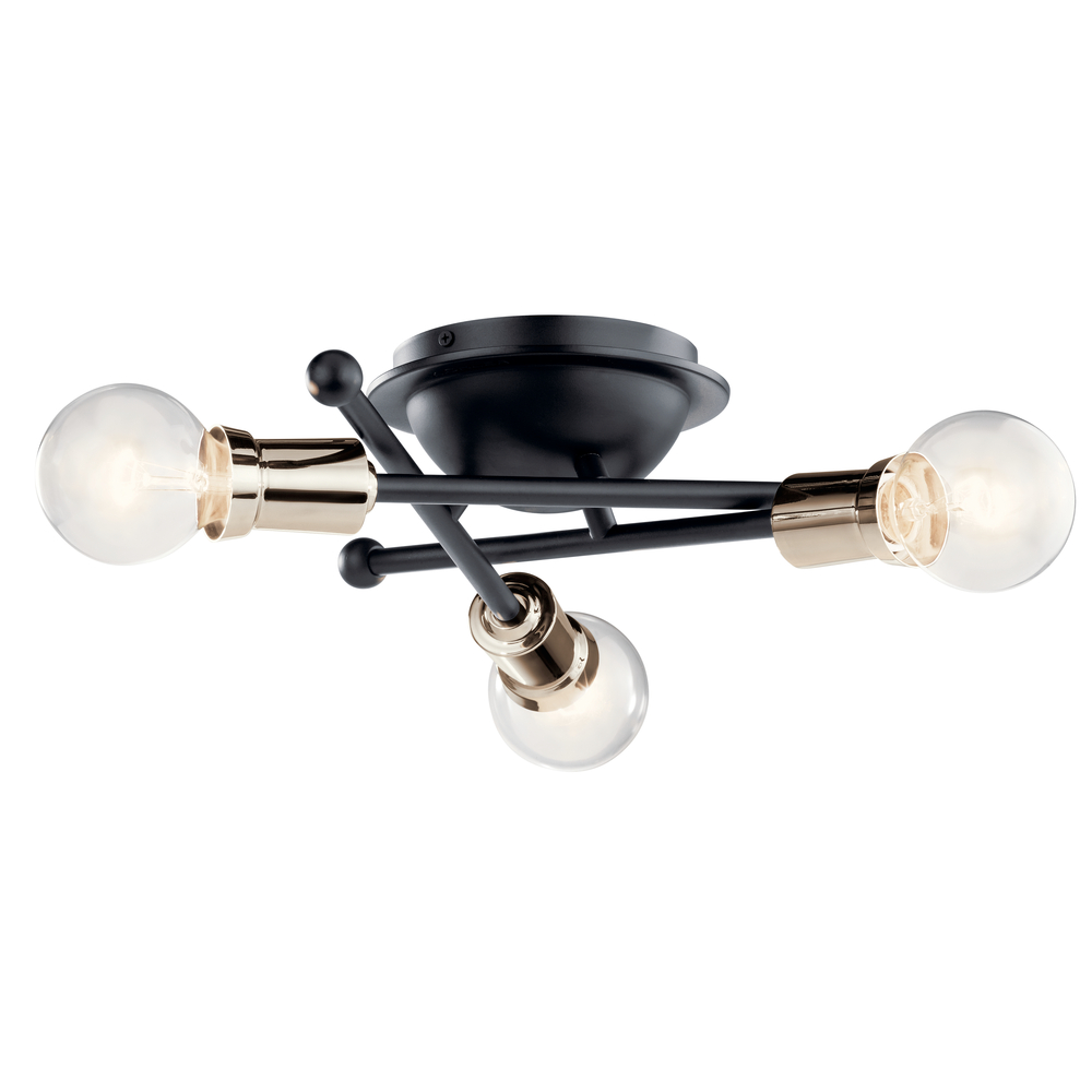 Armstrong 3 Light Flush Mount Black