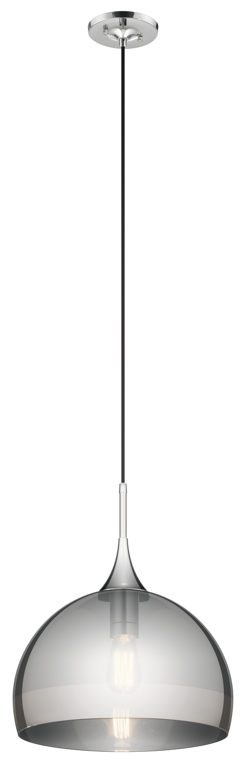 Tabot 17.5" 1 Light Pendant with Smoked Glass in Chrome