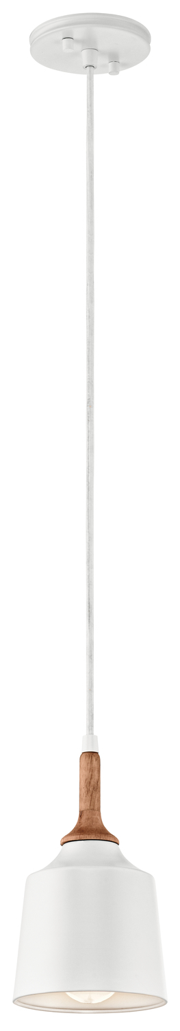 Danika 9.25" 1 Light Mini Pendant with White finish and Wood Accents