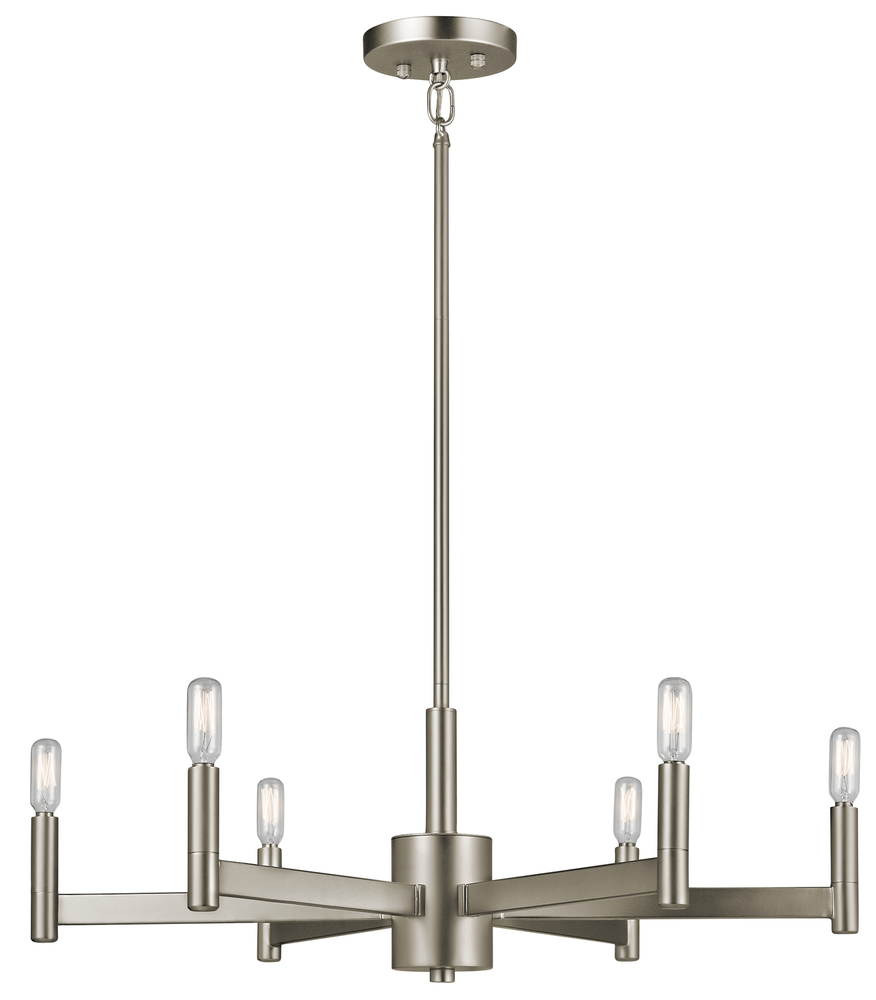 Erzo 9.25" 6 Light Chandelier in Satin Nickel