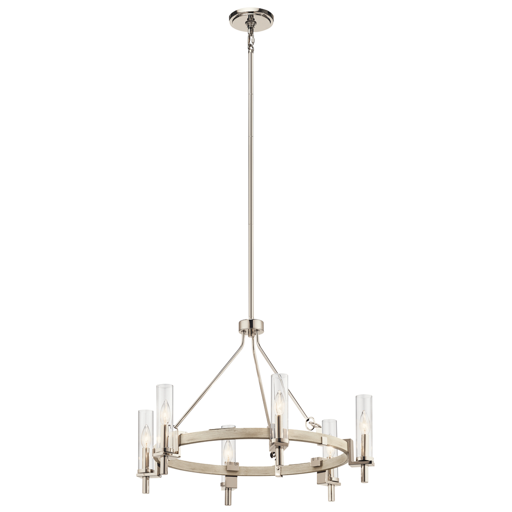 Telan 6 Light Chandelier White Washed Wood