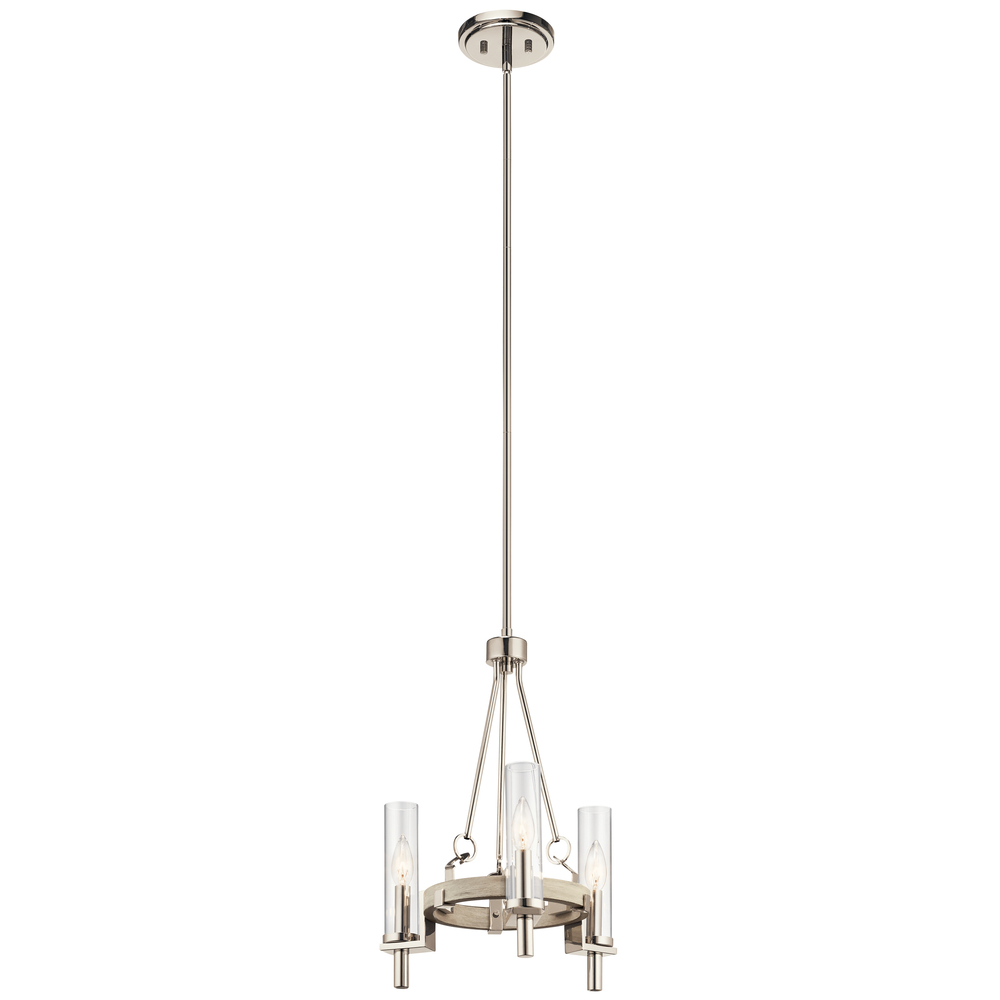 Telan 3 Light Chandelier White Washed Wood