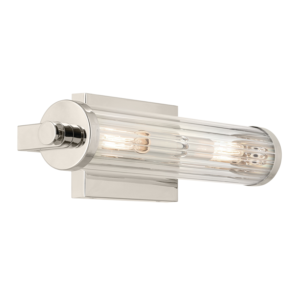 Azores 16" 2-Light Wall Sconce with Clear Fluted Glass in Polished Nickel