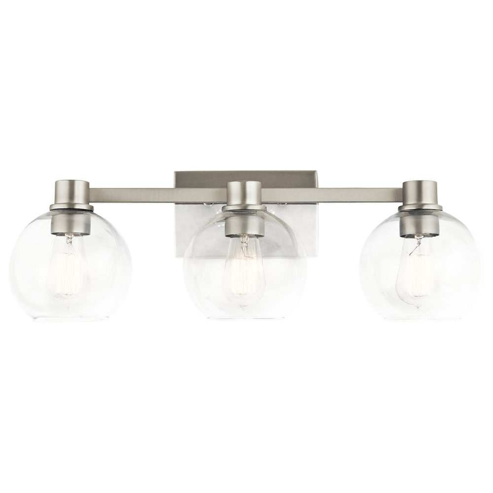 The Harmony 24.5 inch 3 light vanity with clear glass Brushed Nickel