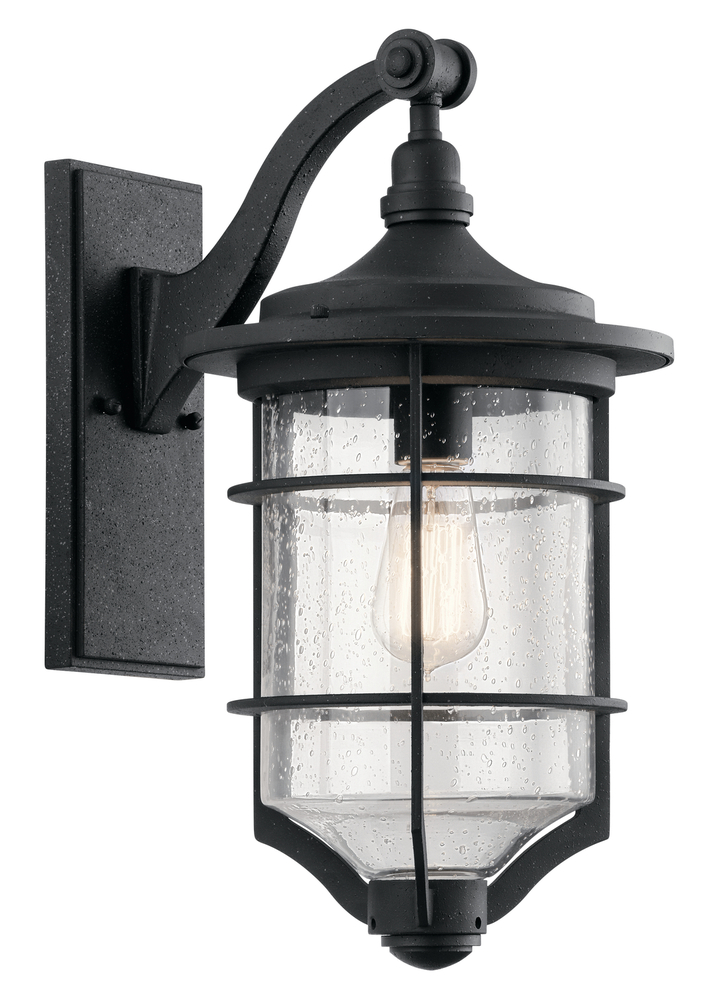 Royal Marine 18.25" 1 Light Outdoor Wall Light with Clear Seeded Glass in Distressed Black
