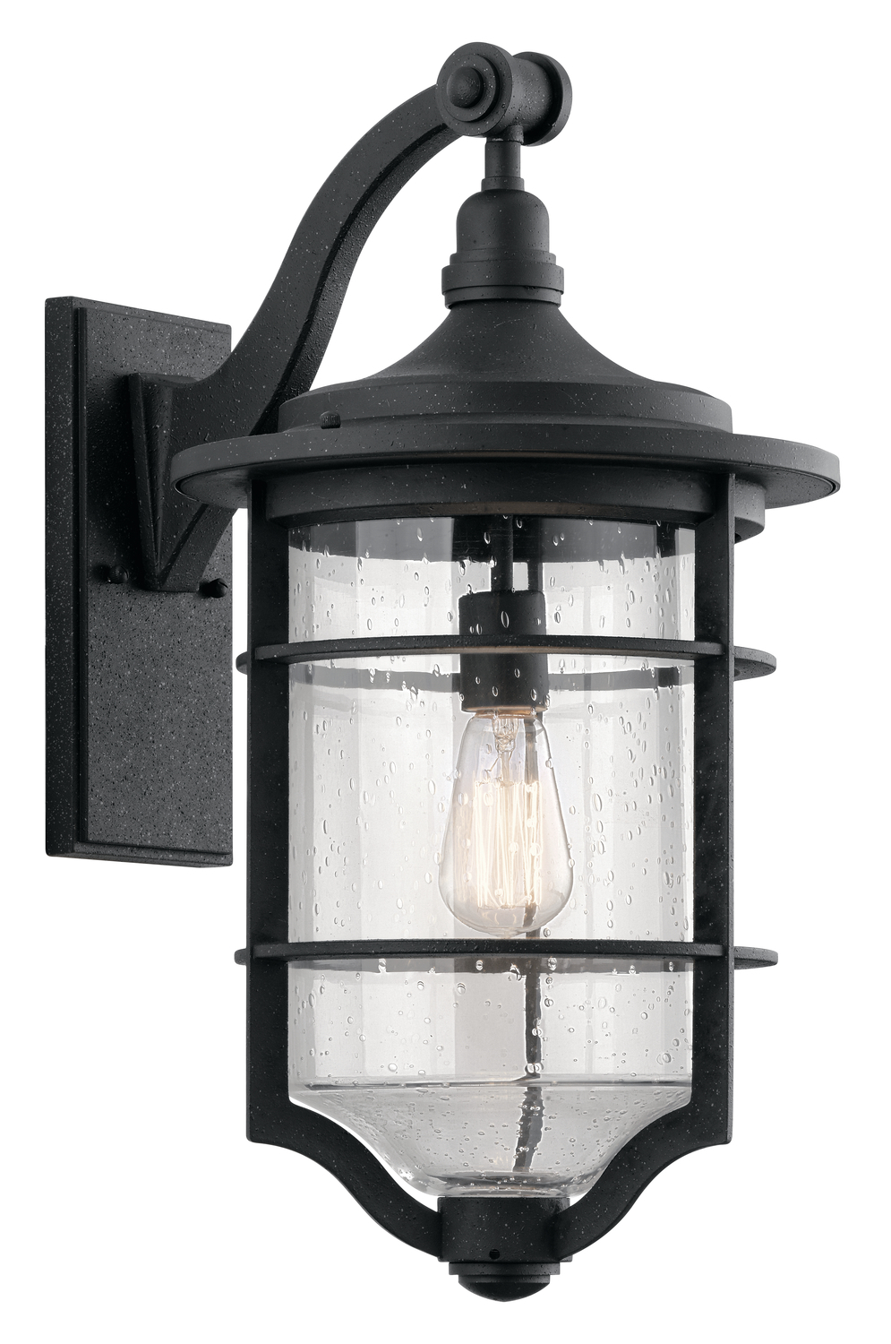Royal Marine 21.75" 1 Light Outdoor Wall Light with Clear Seeded Glass in Distressed Black
