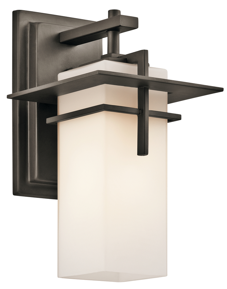 Caterham 11.75" 1 Light Outdoor Wall Light with Satin Etched Cased Opal Glass in Olde Bronze