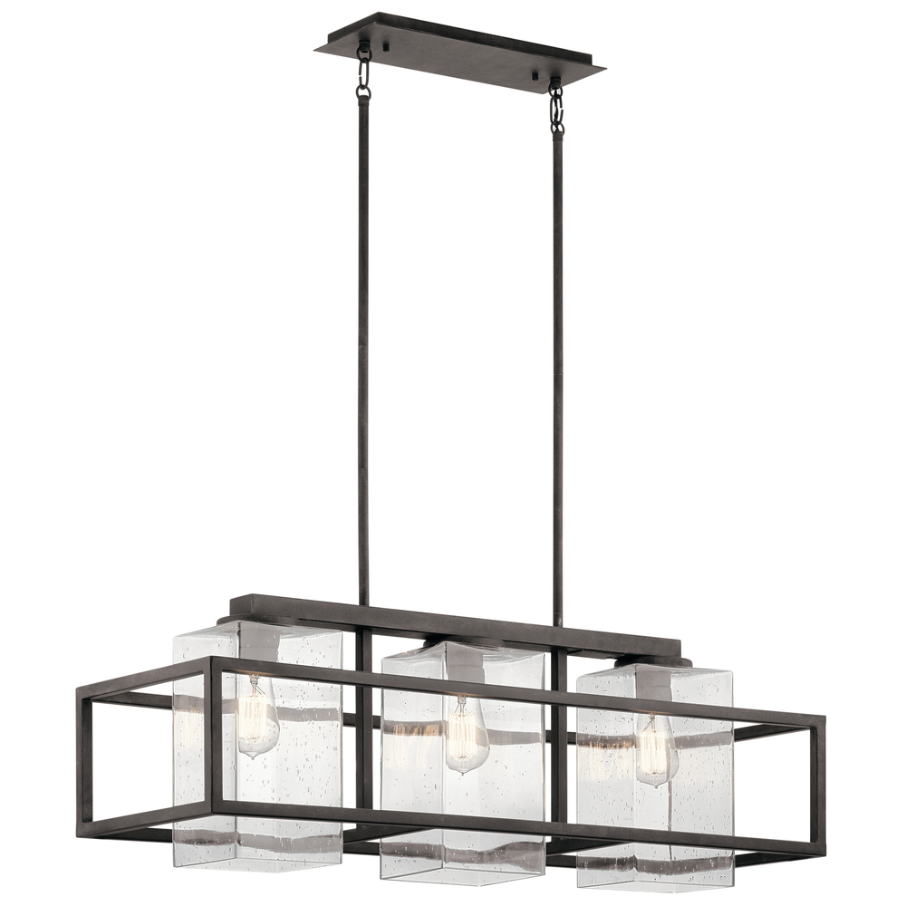 Wright 3 Light Linear Chandelier Weathered Zinc