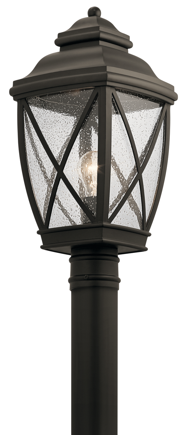 Tangier 19.75" 1 Light Outdoor Post Light with Clear Seeded Glass in Olde Bronze