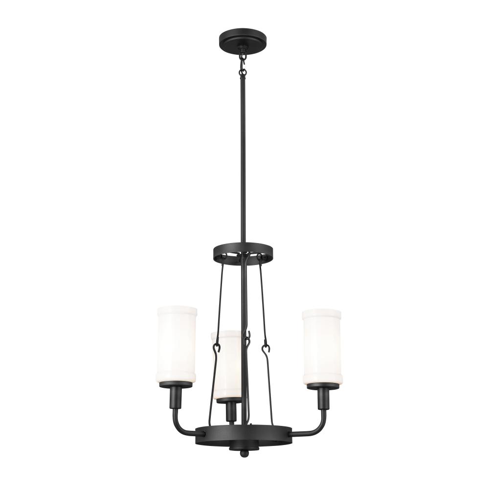 Vetivene 20" 3 Light Chandelier Textured Black