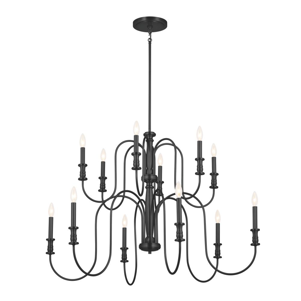 Karthe 42" 12 Light Chandelier Black