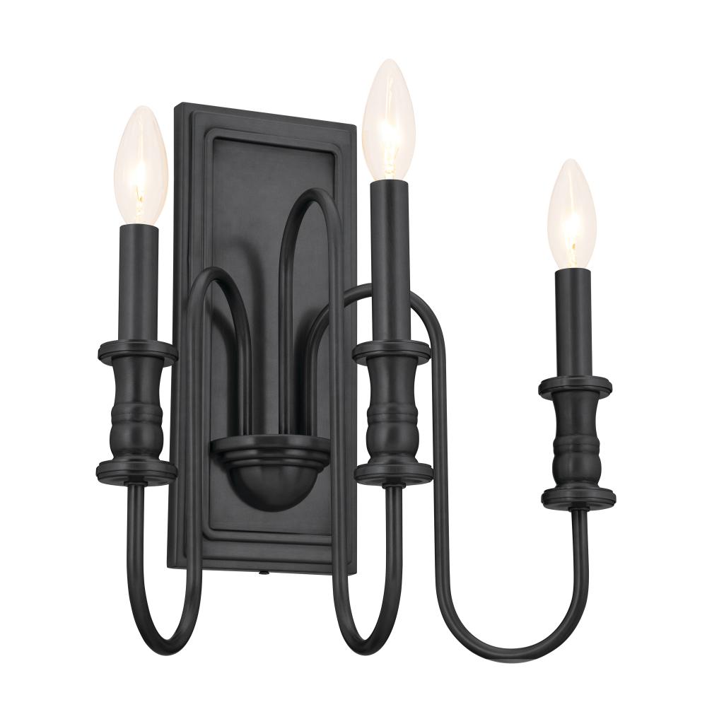 Karthe 14" 3 Light Wall Sconce Black