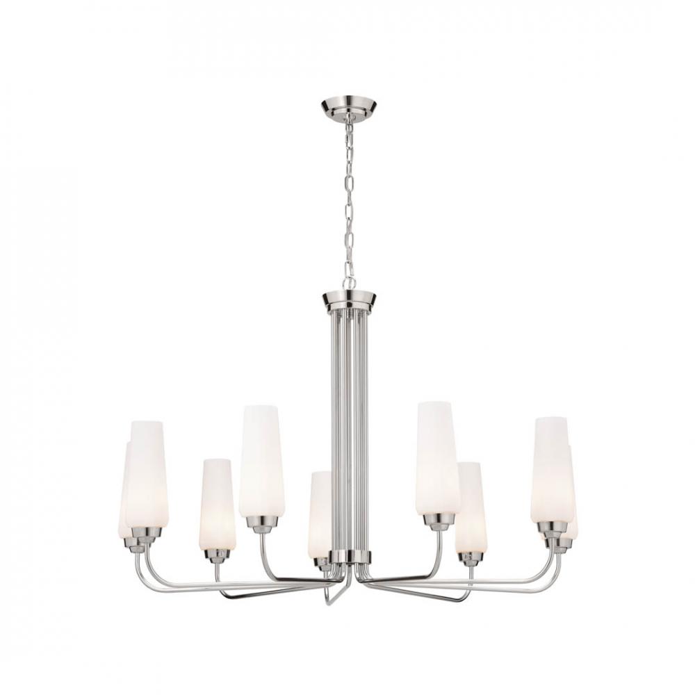 Truby 38" 9 Light Chandelier Polished Nickel