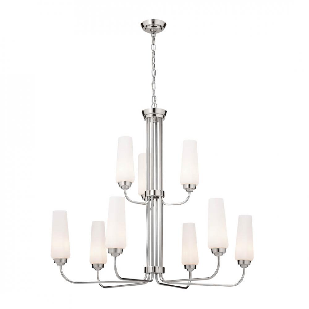 Truby 34" 9 Light 2-Tier Chandelier Polished Nickel
