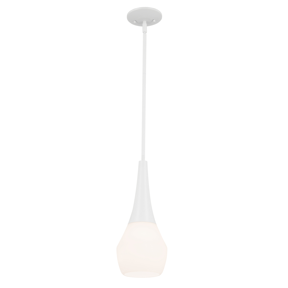 Deela 17 Inch 1 Light Pendant with Satin Etched Cased Opal Glass in White