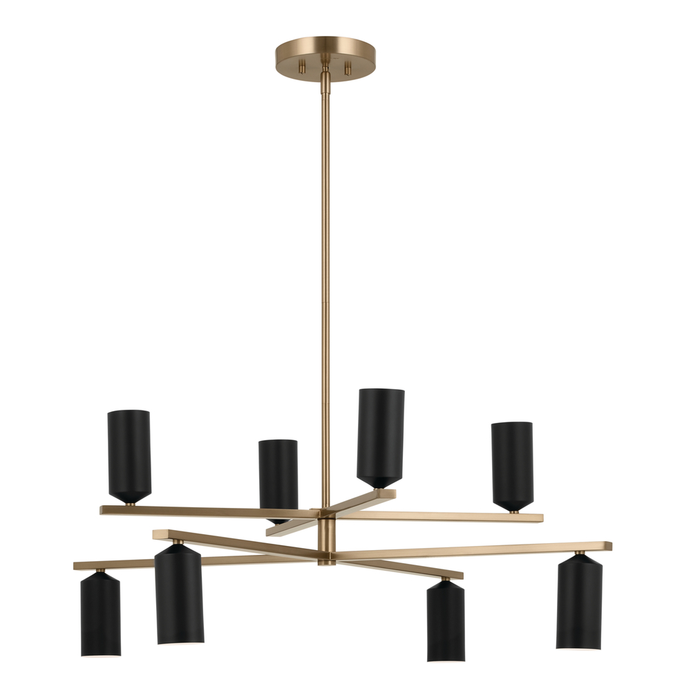 Gala 36 Inch 8 Light Chandelier in Champagne Bronze with Black
