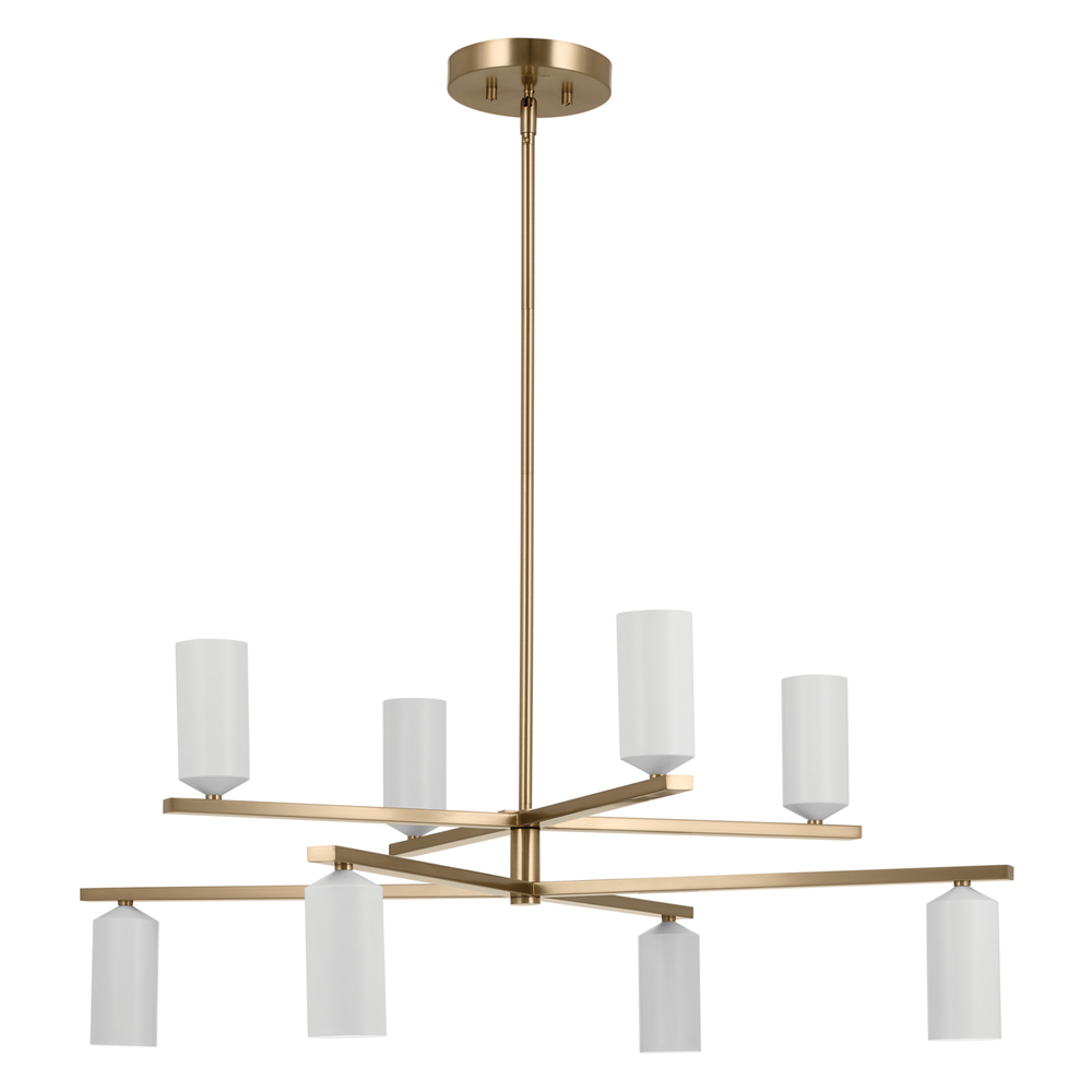 Gala 36 Inch 8 Light Chandelier in Champagne Bronze with White