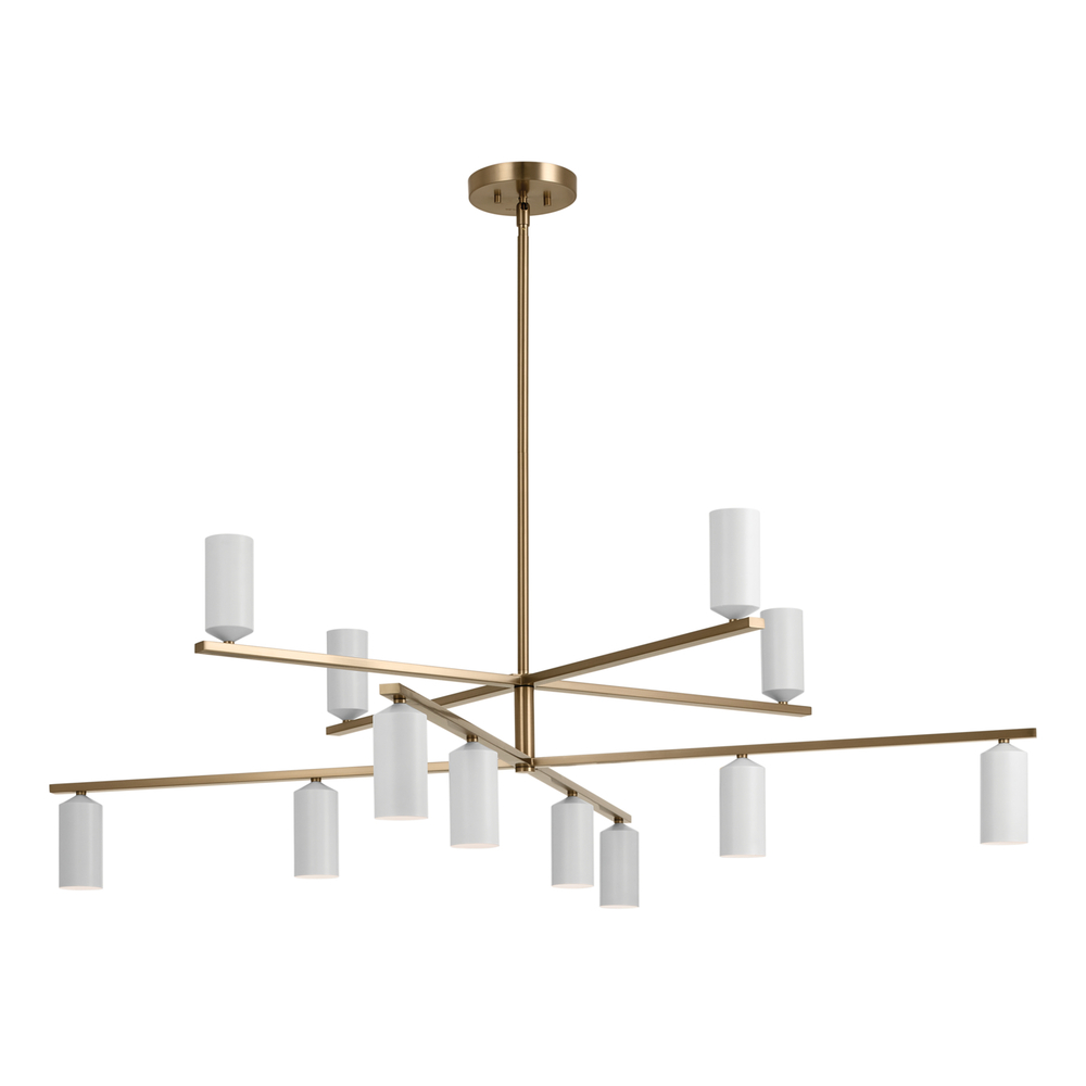 Gala 55.75 Inch 12 Light Chandelier in Champagne Bronze with White