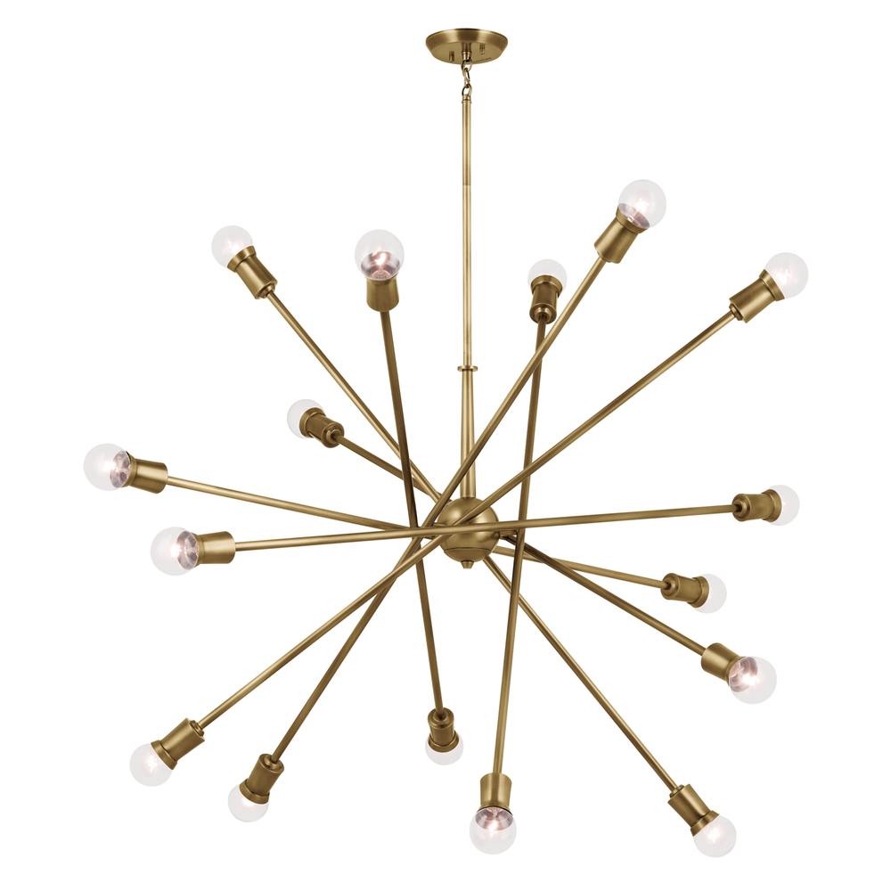Armstrong 63" 16 Light Chandelier in Natural Brass