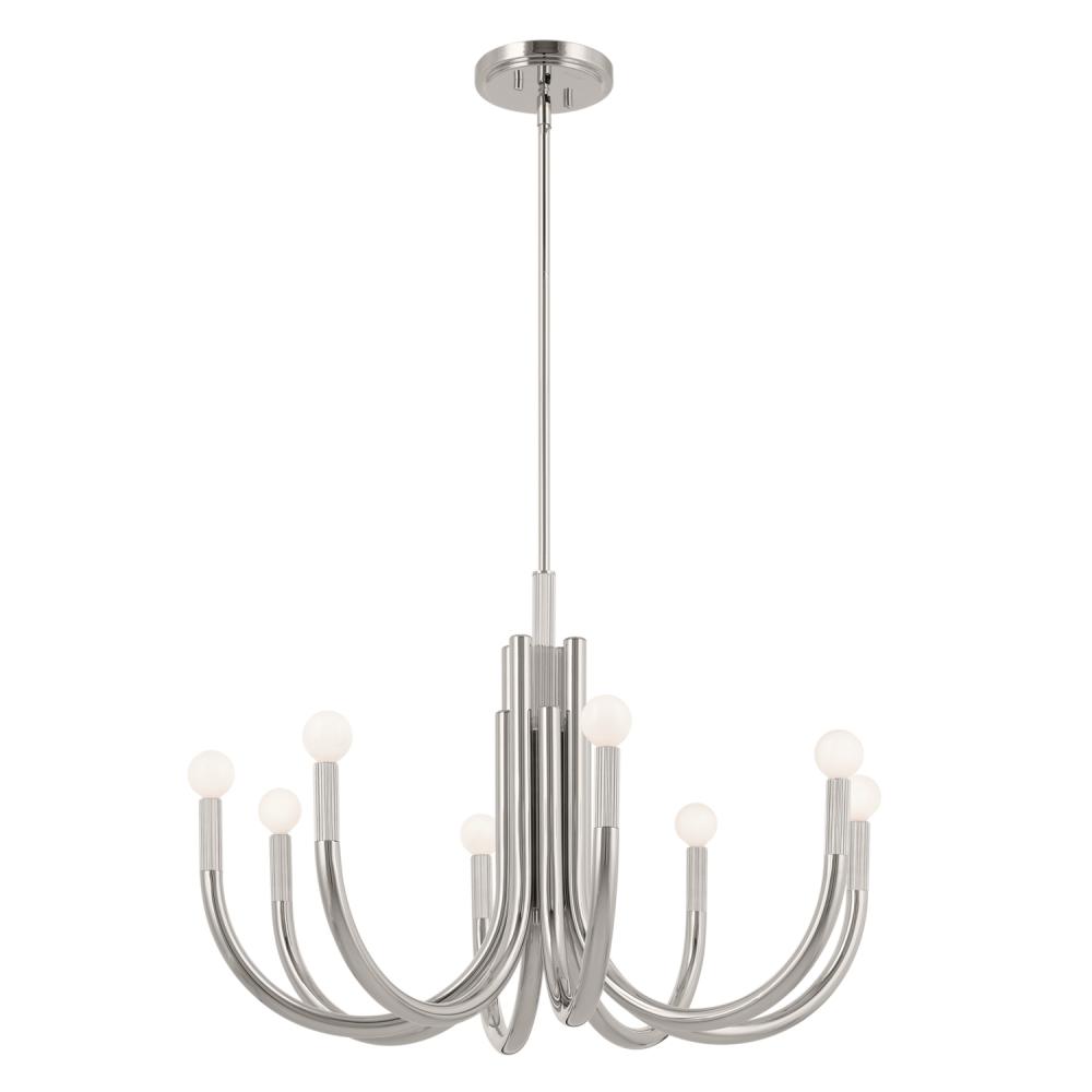 Odensa 29.25 Inch 8 Light Chandelier in Polished Nickel