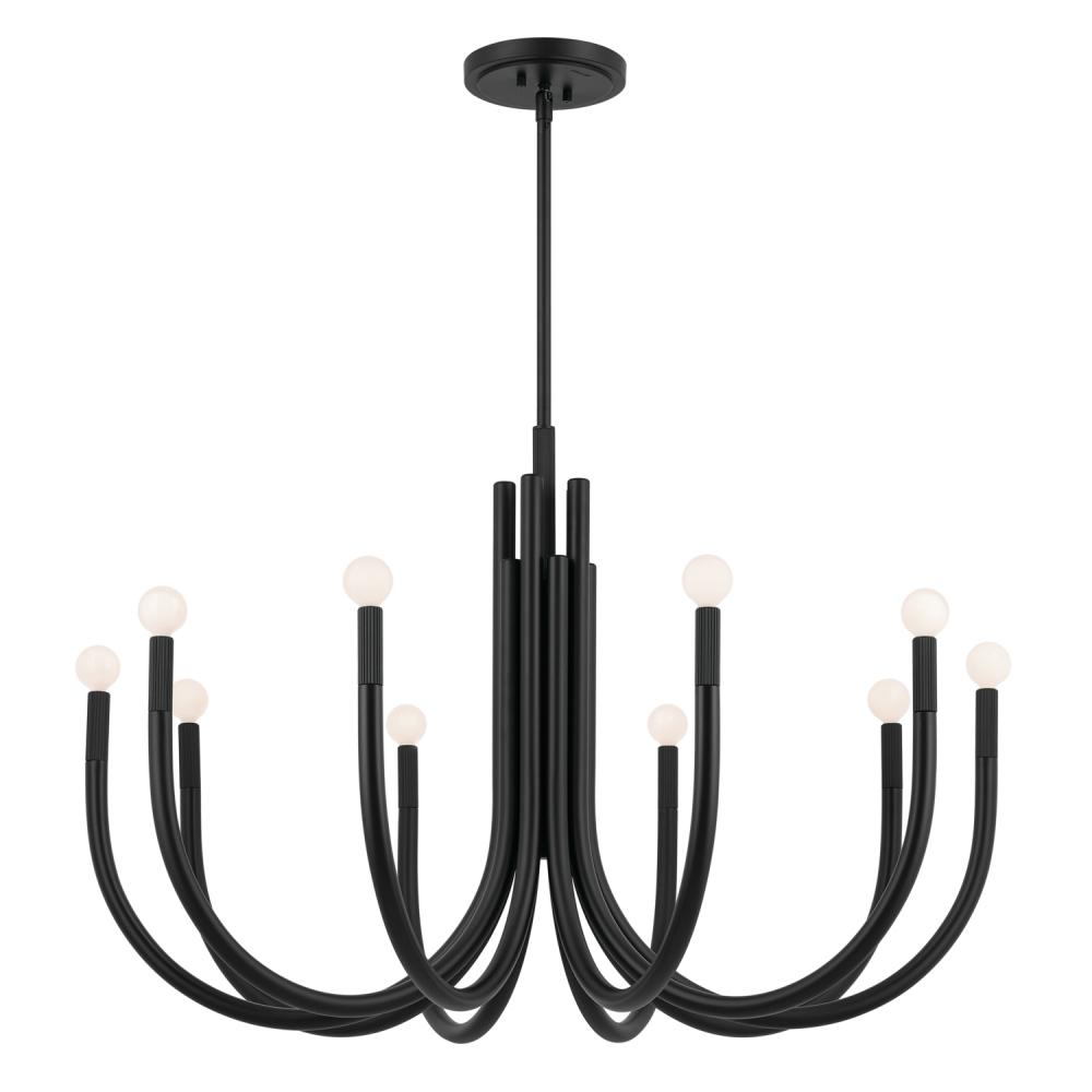 Odensa 40.25 Inch 10 Light Chandelier in Black