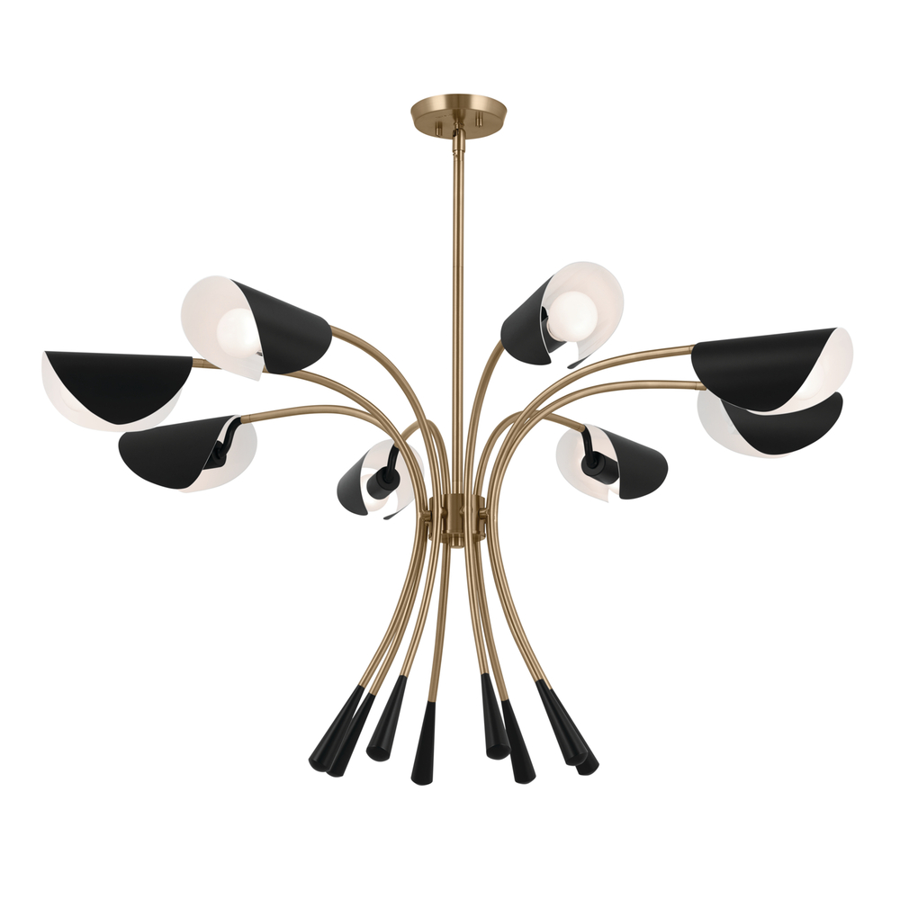 Arcus 45.5 Inch 8 Light Chandelier in Champagne Bronze with Black