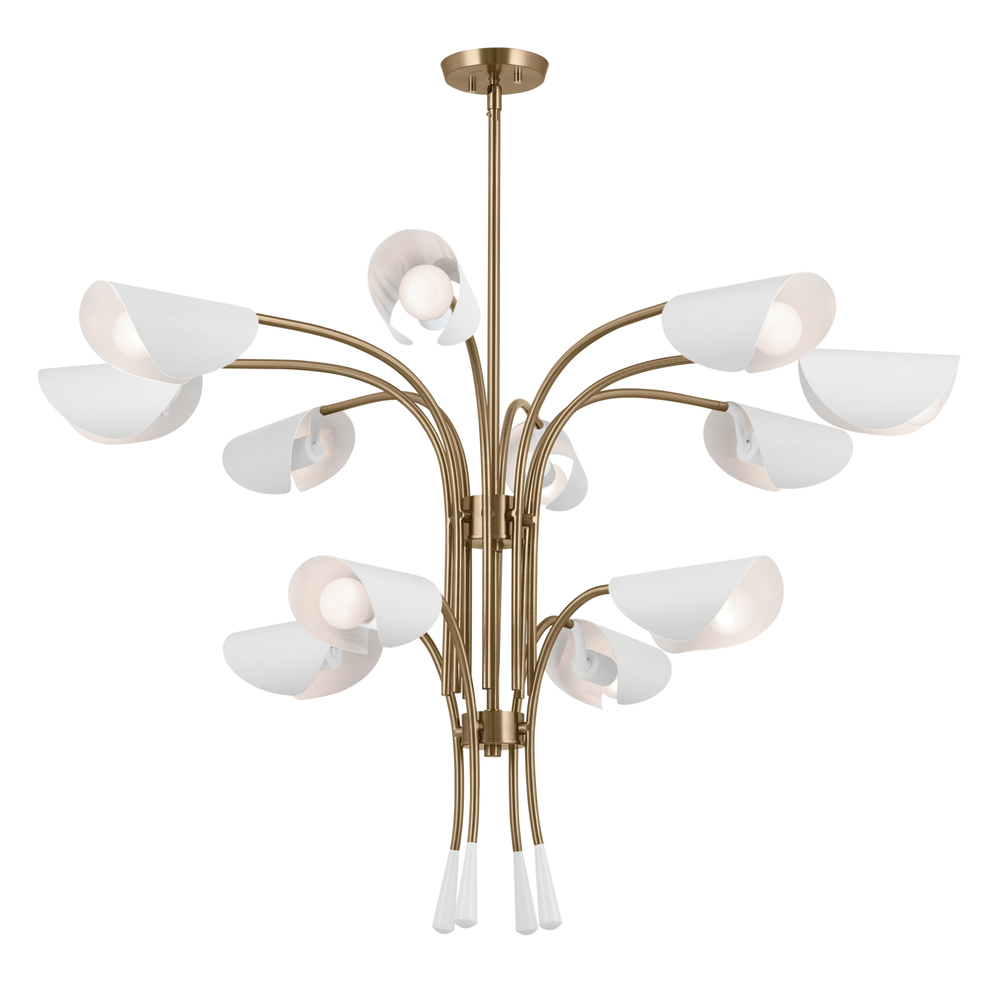 Arcus 46.25 Inch 12 Light Chandelier in Champagne Bronze with White