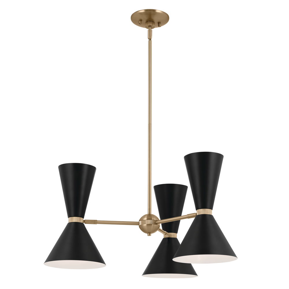 Phix 30.75 Inch 6 Light Chandelier in Champagne Bronze with Black