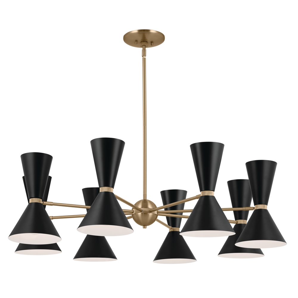 Phix 48.75 Inch 16 Light Chandelier in Champagne Bronze with Black