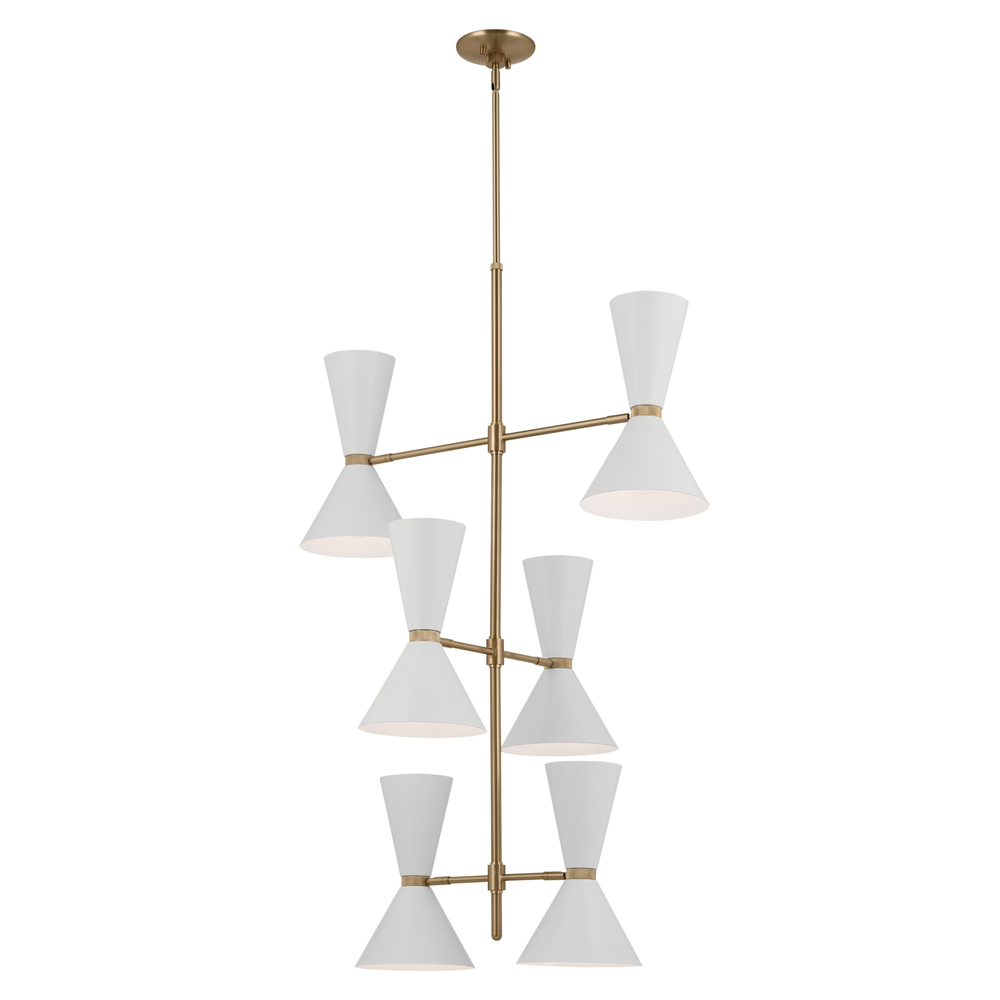 Phix 50 Inch 12 Light Foyer Chandelier in Champagne Bronze with White