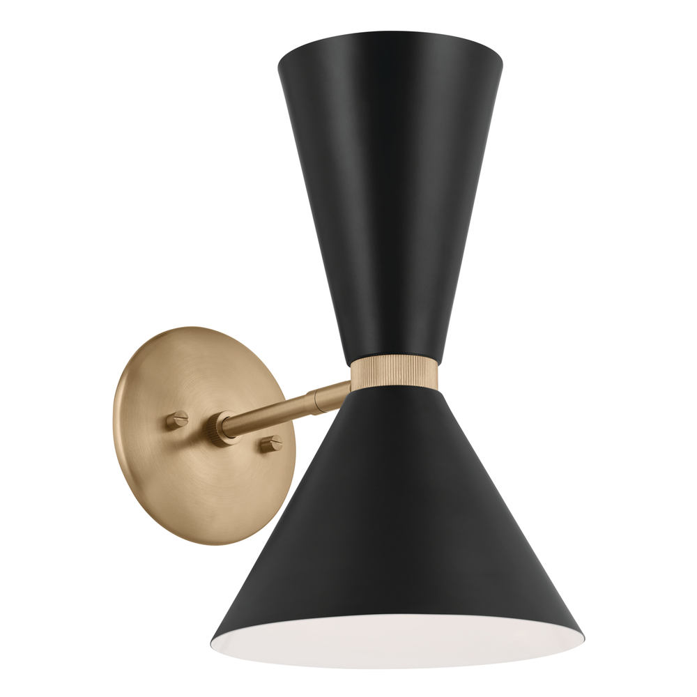 Phix 13.5 Inch 2 Light Wall Sconce in Champagne Bronze with Black