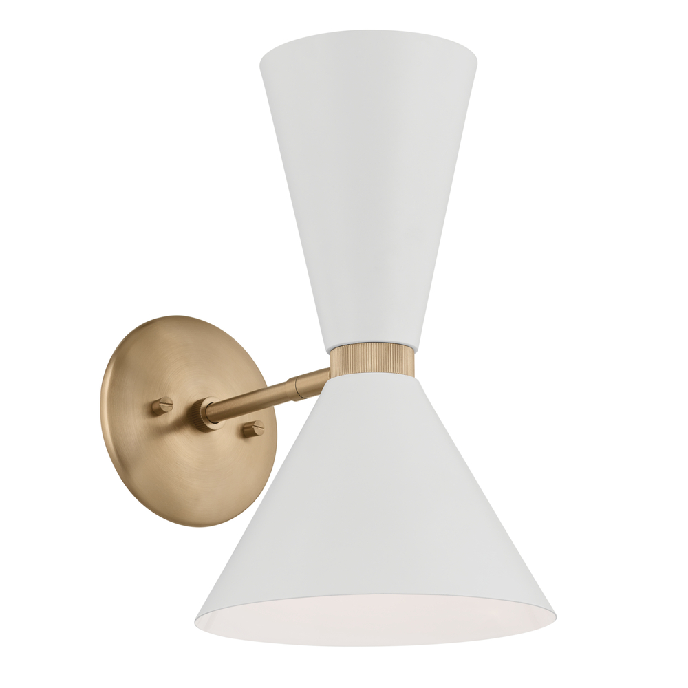 Phix 13.5 Inch 2 Light Wall Sconce in Champagne Bronze with White