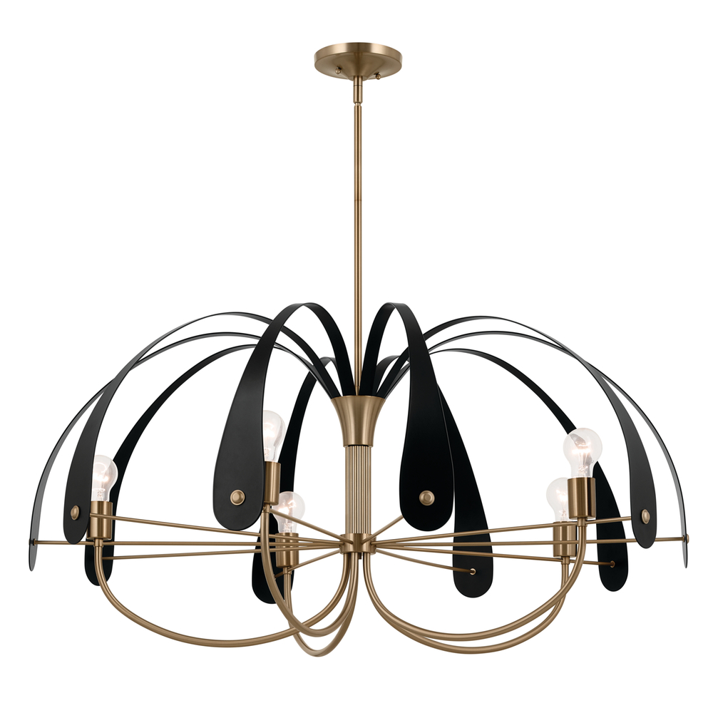 Petal 42.5 Inch 5 Light Chandelier in Champagne Bronze with Black or White