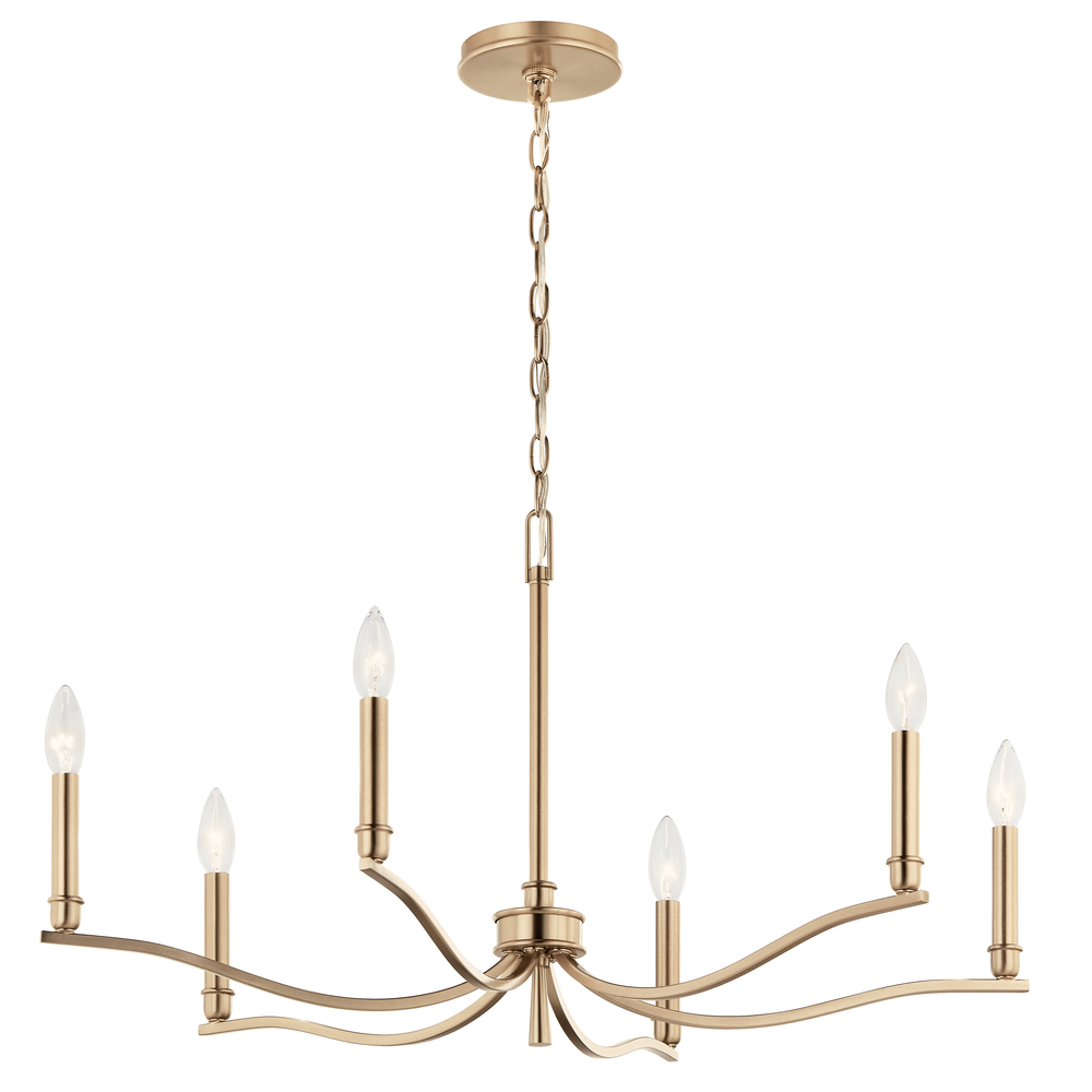 Malene 32 Inch 6 Light Chandelier in Champagne Bronze