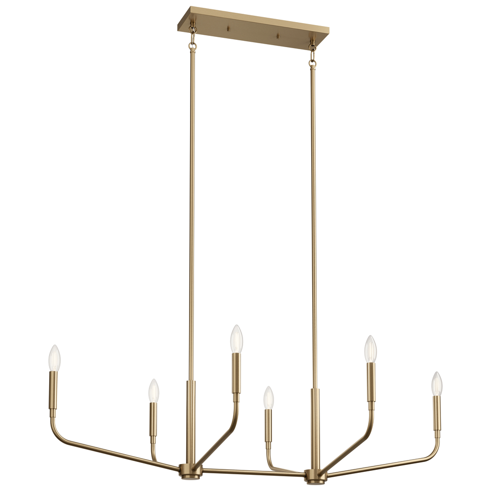 Madden 45 Inch 6 Light Linear Chandelier in Champagne Bronze