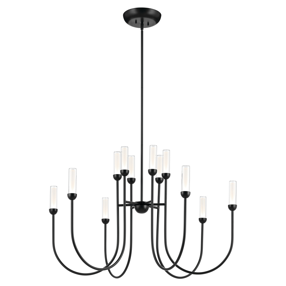 Moraine 40 Inch LED 12 Light 2-Tier Chandelier in Black