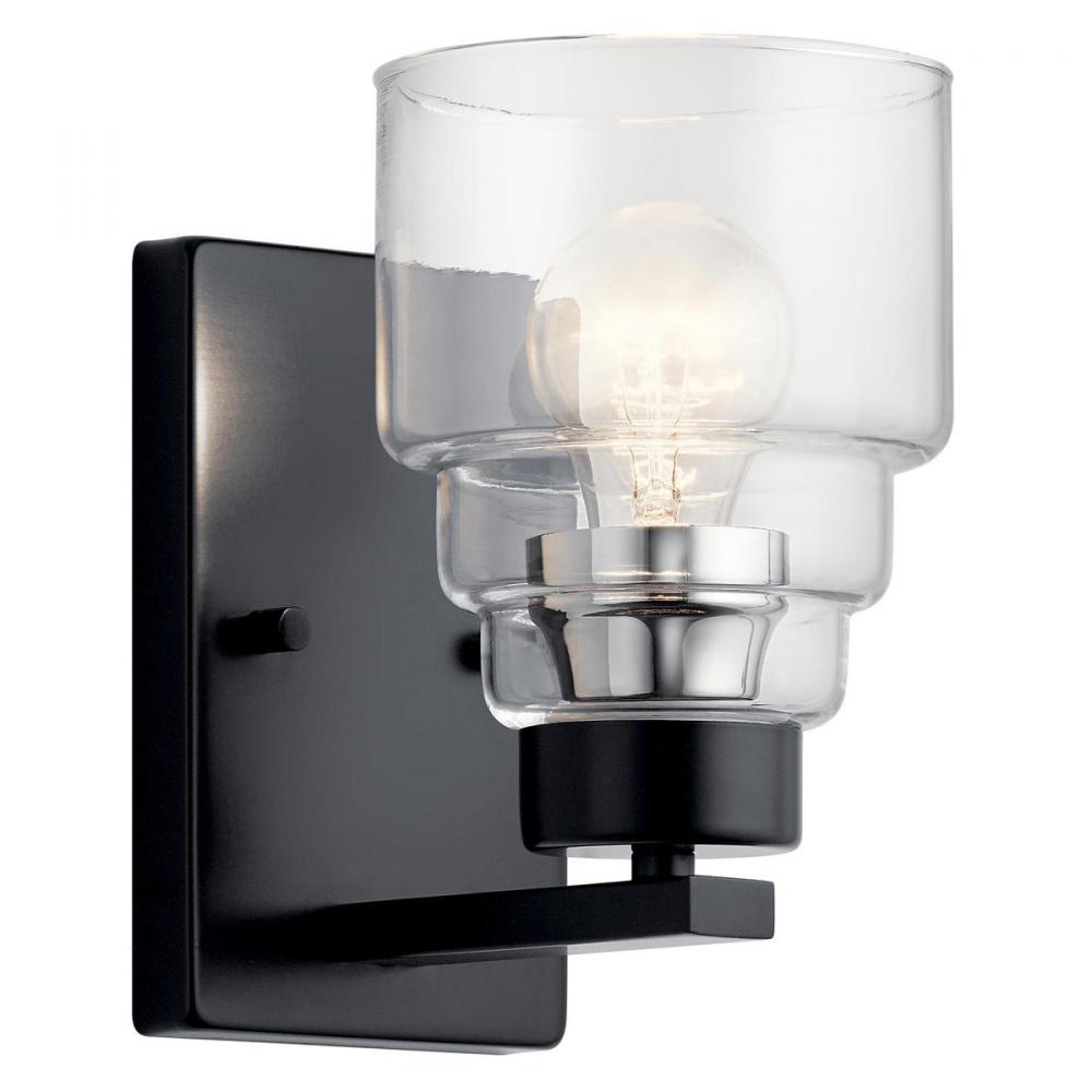 Vionnet 8.5" 1 Light Wall Sconce with Clear Glass in Black
