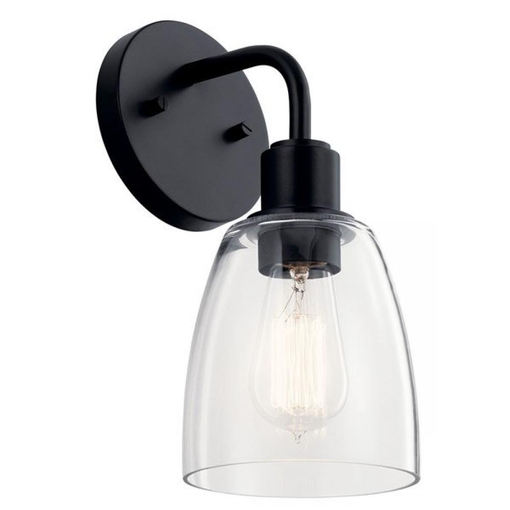 Meller 11" 1 Light Wall Sconce with Clear Glass Black